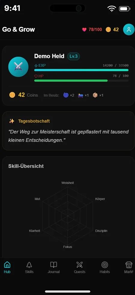 Startseite der App Anfang März 2026