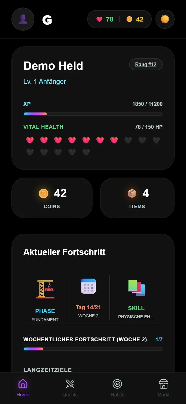 Home screen on 17 April 2026: green, magenta and violet all at once